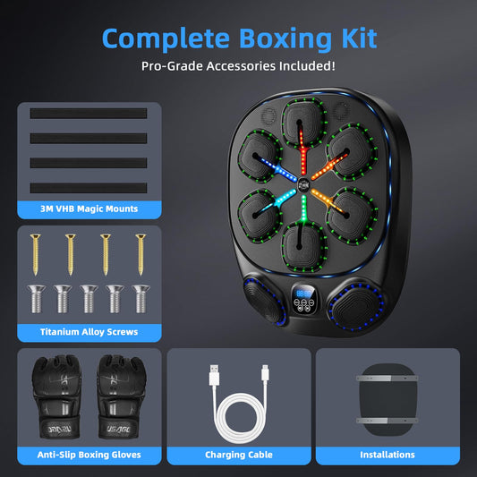 Music Boxing Machine with LED Lights & Bluetooth Speaker – Interactive Punching Bag for Fitness, Rhythm Training & Stress Relief – Home Gym Equipment for Adults