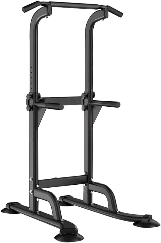 SogesHome Power Tower Pull Up Bar and Dip Station, Height Adjustable Dip Stand Exercise Machine for Home Gym, Multi-Functional Free Standing Strength Training Fitness Workout Station, Black