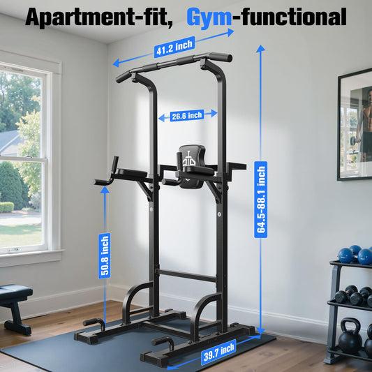 Sportsroyals Power Tower Dip Station Pull Up Bar for Home Gym Strength Training Workout Equipment, 450LBS