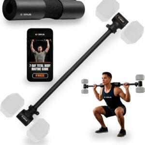 Dumbbell Bar Hyperbell Converter – Dumbbell to Barbell Converter Bar – Adjustable Bar Attachment for Adjustable Dumbbells – Home Gym Strength Training Equipment, 200LB Capacity