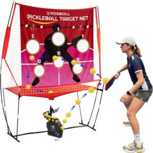 Pickleball Machine Ball Thrower, All-in-One Pickleball Launcher with Auto-Return Net&Remote Control, Portable Pickle Ball Machine for Practice,Long Battery Life,Training Equipment for Solo Drills