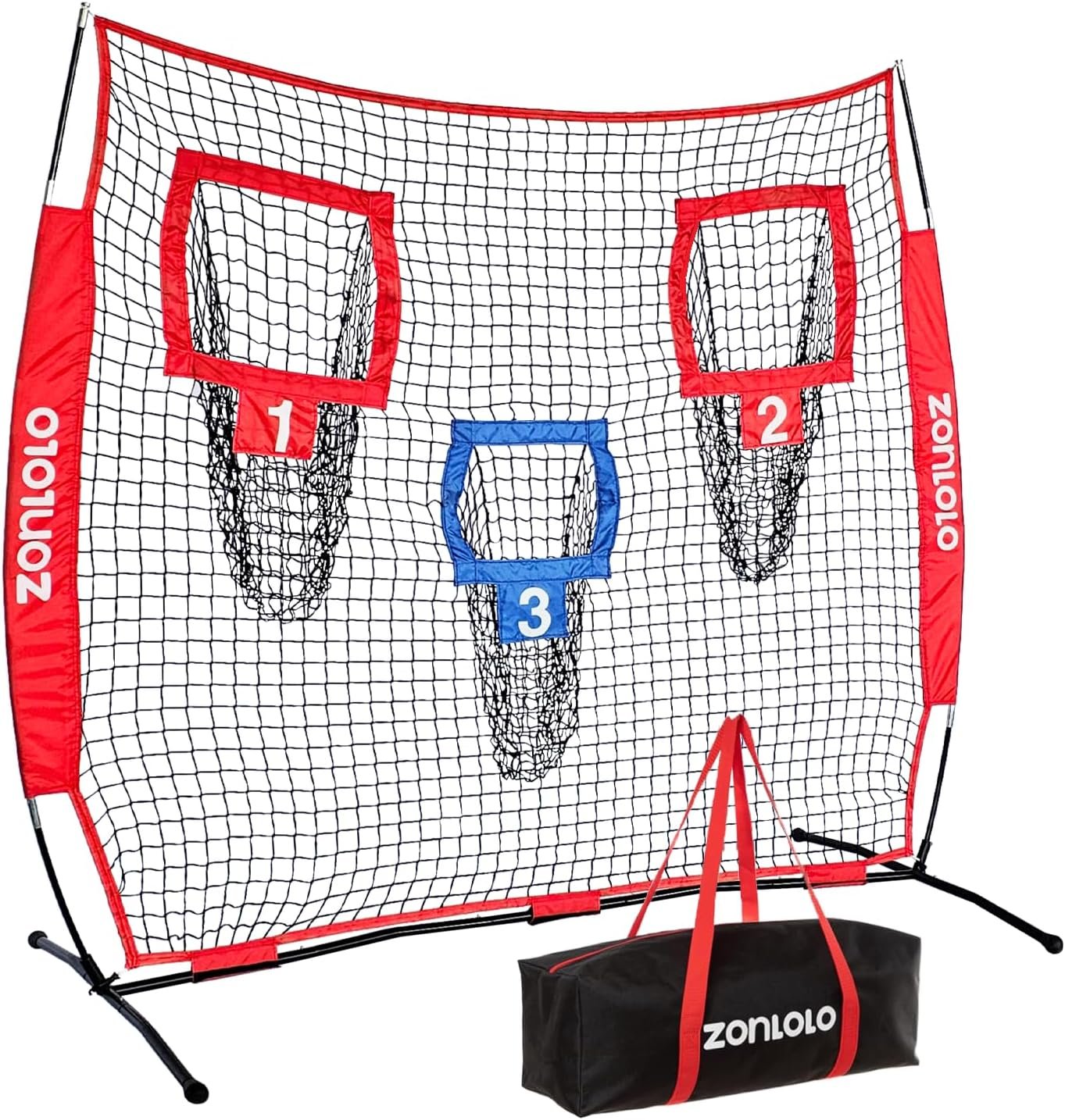 Zonlolo 6x6ft Football Training Net, Football Throwing Net with 3 Target Pockets, Portable QB Throwing Practice Equipment with Small Carry Bag,Most Suitable for Kids
