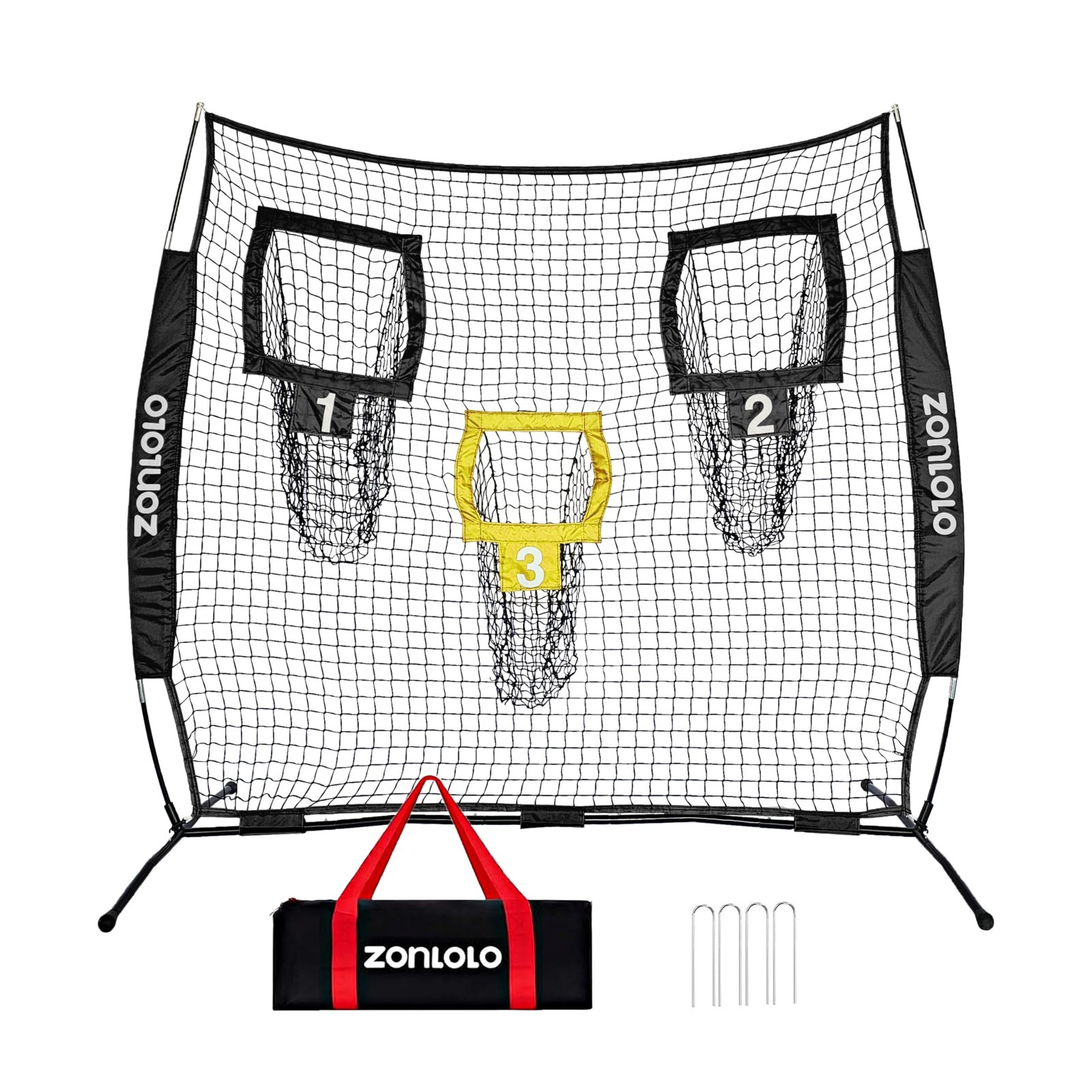 Zonlolo 6x6ft Football Training Net, Football Throwing Net with 3 Target Pockets, Portable QB Throwing Practice Equipment with Small Carry Bag,Most Suitable for Kids